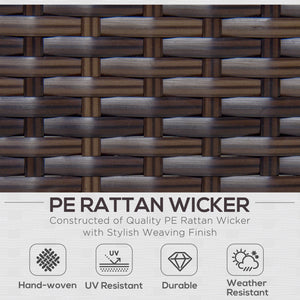 6 Piece Outdoor Rattan Sofa Set with Luxury Thick Cushions with Glass Table, Dark Coffee and Cream White