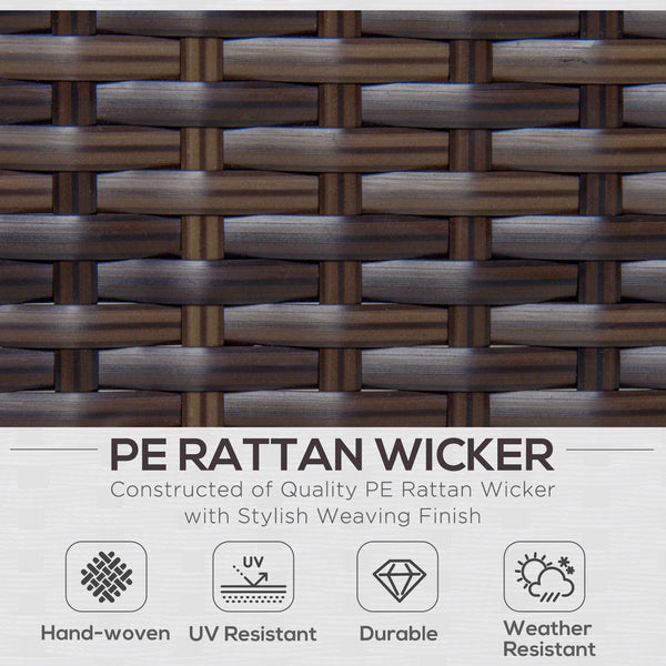 6 Piece Outdoor Rattan Sofa Set with Luxury Thick Cushions with Glass Table, Dark Coffee and Cream White