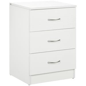 Modern bedside table with 3 drawers, white