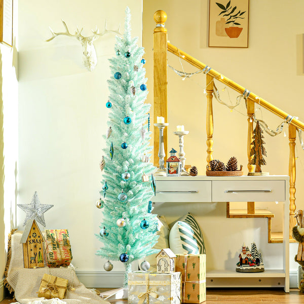 6ft Slim Artificial Christmas Tree Light Blue
