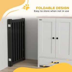 3-panel foldable dog gate with feet, black