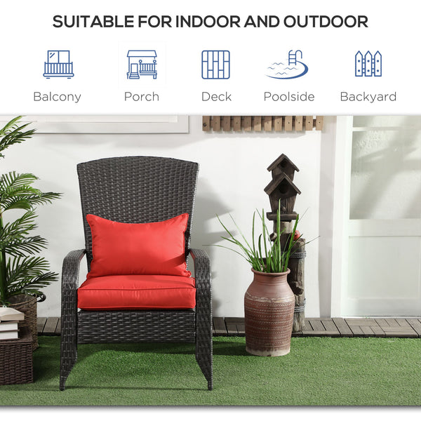 Muskoka Wicker Adirondack Chair with Cushions, Red