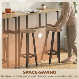 6-piece bar set with 2 high tables and 4 stools – Gray-brown wood effect and black