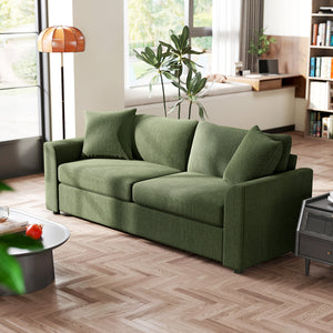 Canapé 3 places, 83,5 po, moderne, rembourré avec ressorts ensachés et 2 coussins d'appoint pour salon, vert