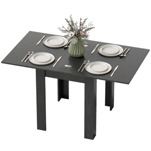 55" Extendable Dining Table for 4-6 Person, Kitchen Table with PU Handle and Felt Pads for Small Spaces, Black
