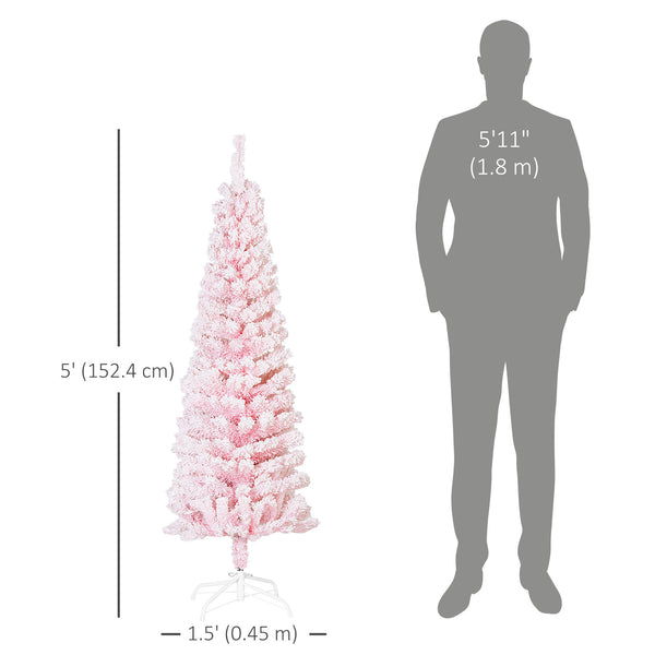 4ft Frosted Pink Pencil Christmas Tree