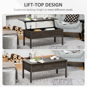Modern coffee table with lift-top and hidden storage compartment, gray