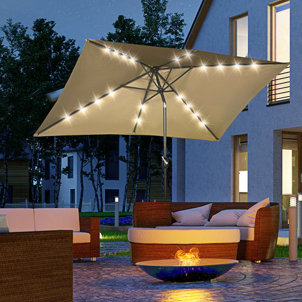 9.7-foot rectangular parasol, light brown