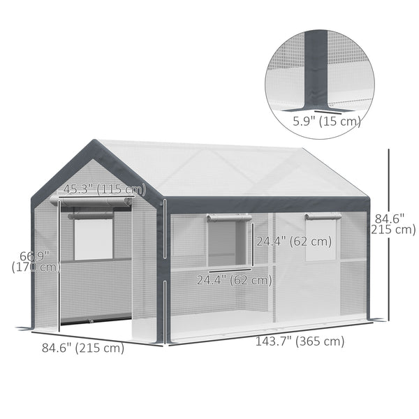 Sturdy, wind-resistant greenhouse with optimal ventilation, white