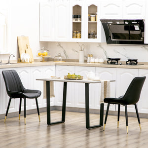 Set of 2 dining chairs with faux leather upholstery, black