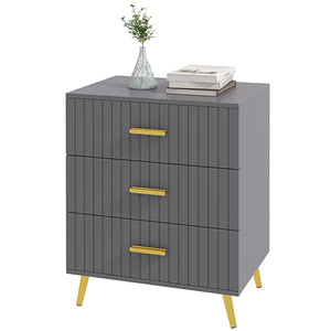 3-drawer chest with aluminium legs and gold handles, dark grey.