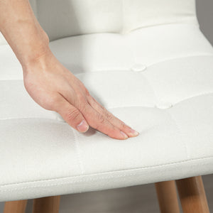 Set of 2 padded bar stools with solid wood legs, white