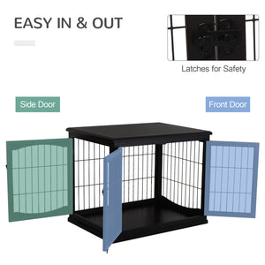 26-inch Wooden Double Door Dog Crate, Black