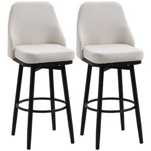 Set of 2 Extra Tall 360° Swivel Bar Stools, Cream White