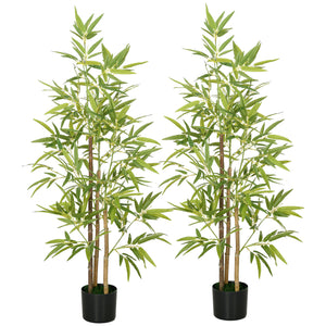 Set of 2 artificial trees, 1.20 m tall, faux indoor bamboo with pot