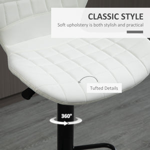 Set of 2 faux leather bar stools with backrest and footrest, white