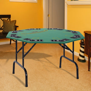 8-Player Folding Poker Table with Cup Holders, Green