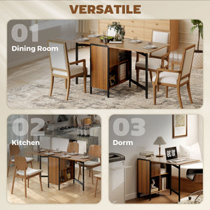 Multifunctional folding table with retractable shelves, brown