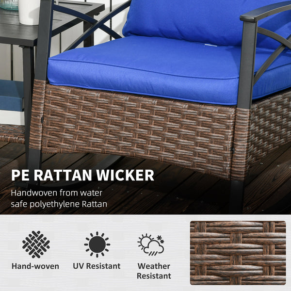 3-piece PE rattan garden set, dark blue