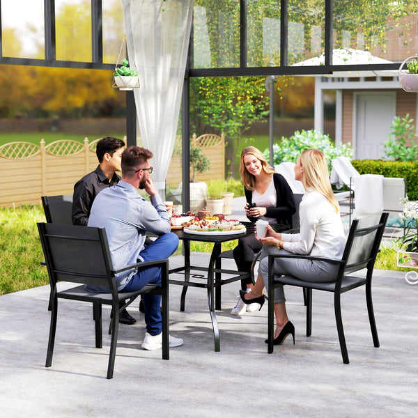 Square garden table with parasol hole 