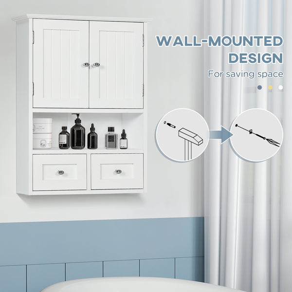 Bathroom wall cabinet with shelf, white