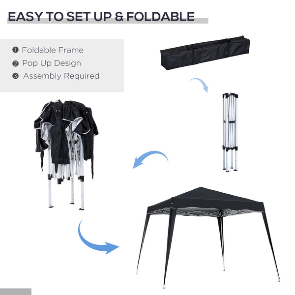 8 x 8 Folding Awning with Carry Bag, Black