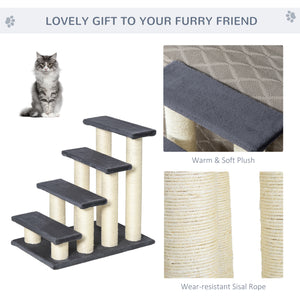 Cat tree with stairs, climbing post, and scratching post, dark grey