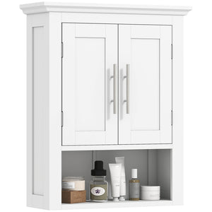 Wall-mounted bathroom cabinet with shelf, white