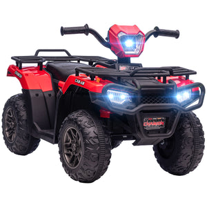 12V Off-Road Quad with Music and Knobby Tires, Red