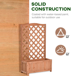 Wooden planter with trellis for climbing plants, brown