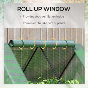 Raised outdoor steel planter with greenhouse