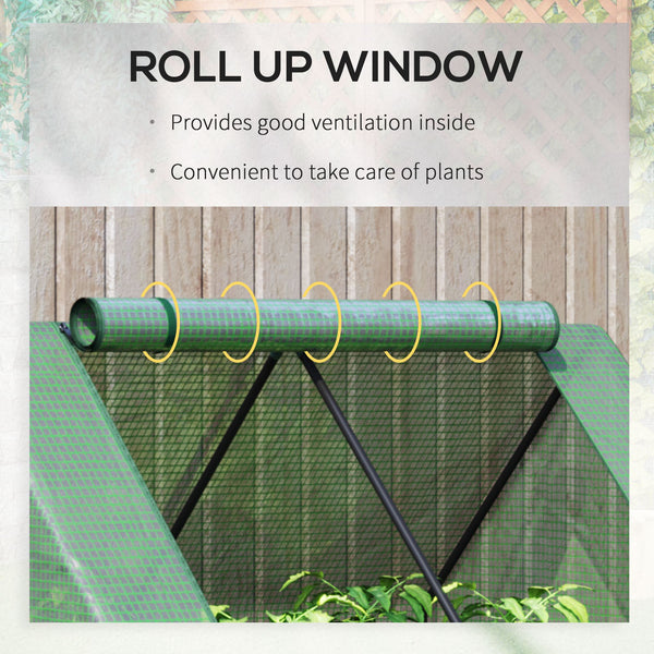 Raised outdoor steel planter with greenhouse
