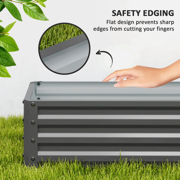 Galvanized Raised Garden Beds, Outdoor Planter Box, Set of 2, for Flowers, Herbs and Vegetables, Light Gray