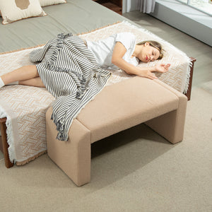Upholstered bedroom bench, light brown
