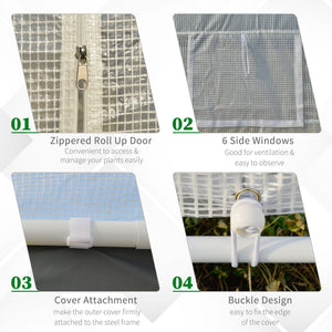 Garden greenhouse, wind resistance level 5, roll-up doors, white