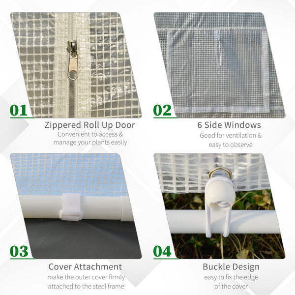 Garden greenhouse, wind resistance level 5, roll-up doors, white