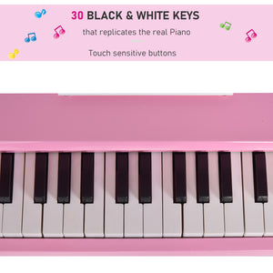 Modern children's piano with 30 keys, pink