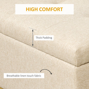 Storage ottoman with padded folding top, beige