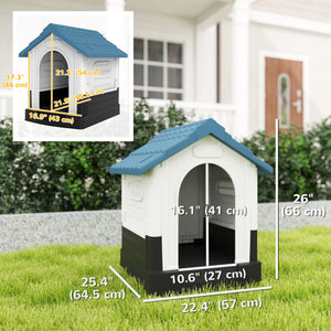 Outdoor kennel with windows and elevated base