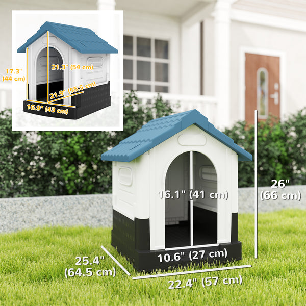 Outdoor kennel with windows and elevated base