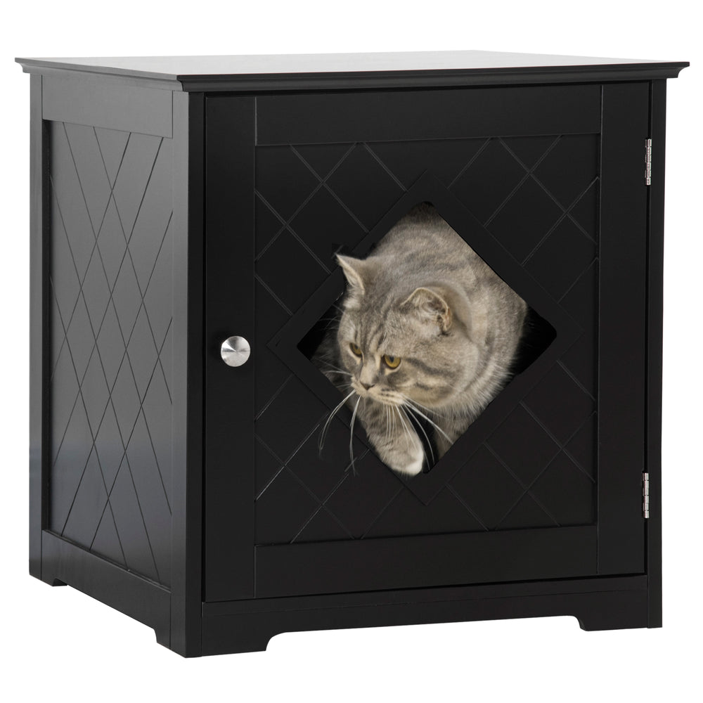 Concealed Cat Litter Box Cabinet, Easy Assembly, Black