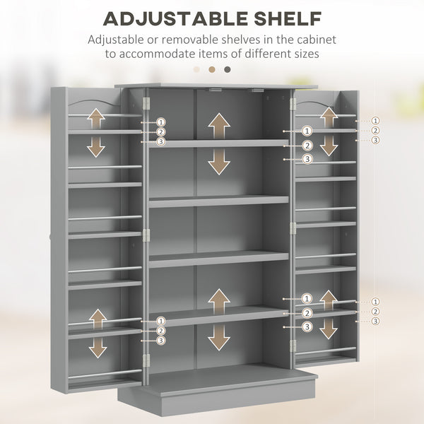 5-Tier Shelving Unit with 12 Spice Racks, Grey 