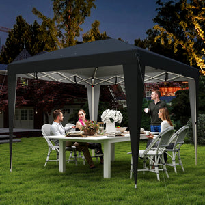 10 x 10 Pop-Up Canopy Tent with Center Light, UPF 50+ Protection, Remote Control, Black