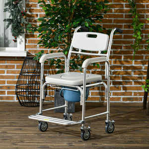 3-in-1 Shower Wheelchair with Padded Seat