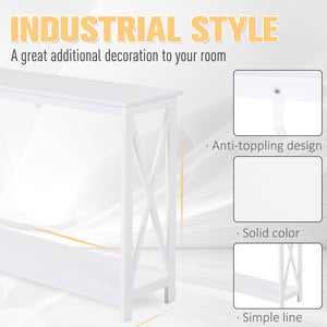 2-Tier Narrow Entryway Console Table with Storage Shelf, White