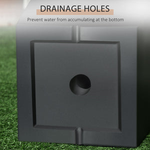 Set of 2 large flower pots with drainage holes, black