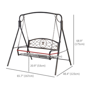 Two-seater swing with metal frame, black