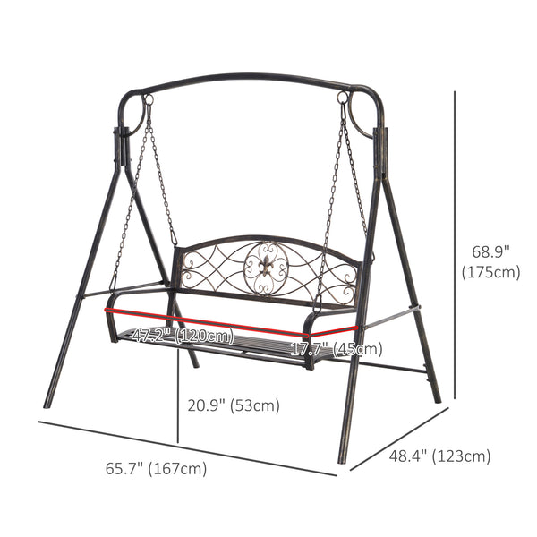 Two-seater swing with metal frame, black