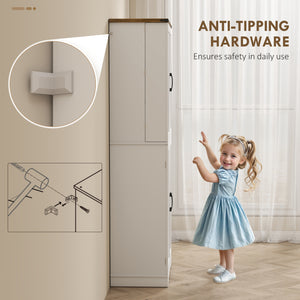 72-inch kitchen cabinet, country style, with 4 doors, one drawer, 8 shelves and one adjustable shelf, white.