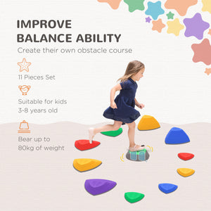 Set of 11 children's balancing stones with non-slip rubber